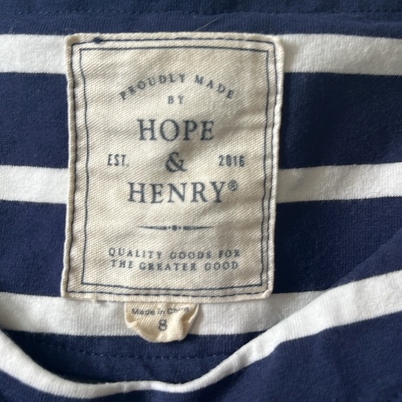 Hope & Henry Navy Striped Dress with Chambray Blue Skirt & optional belt, Size 8 - Picture 5 of 5